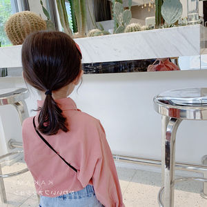 Chemise à manches longues pour fille, couleur unie, style coréen, décontractée, anti-rétrécissement, vente chaude de l'été 2021 - Product Image 5