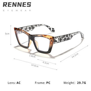 Lunettes Optiques Léopard Épais, Monture en Gros, Style Oeil de <span class=keywords><strong>Chat</strong></span> Anti-Lumière Bleue, Patchwork à la Mode, Unisexe - Product Image 3