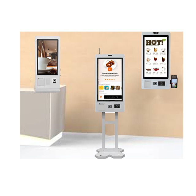 Self Order Checkout Payment Touch Screen Kiosk with Barcode Scanner SDK Enabled for Indoor Use in Chain Stores & Restaurants
