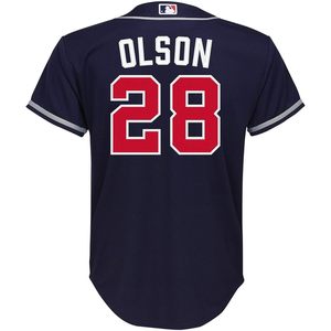 Camiseta alternativa azul marino para niños de los Atlanta Braves Matt Olson, tallas 4-7, con cuello de béisbol que absorbe la humedad - Product Image 3