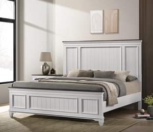 Hot selling 3-Piece Wood Bedroom Set with Storage Shiplap Panel King Bed and 2 <strong>Nightstands</strong> for Home &amp; Hotel Use - Product Image 6