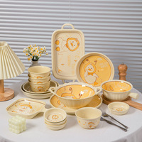 Ensemble de vaisselle en céramique durable en vente directe de Chine bol à plat rond Technique émaillée assiettes à motifs végétaux à usage alimentaire