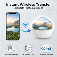 Lámpara de Bola de Cristal Moderna Inteligente con WiFi, Reproductor de Video Digital de 7 cm, Luz Nocturna, Control por Aplicación, Decoración de Escritorio Portátil con Batería
