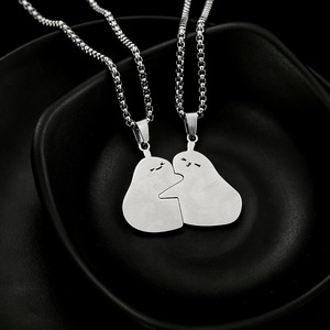 Personalità personalizzata simpatico animale Puzzle ciondolo in acciaio inox coppia collana di corrispondenza per gli <span class=keywords><strong>amanti</strong></span> <span class=keywords><strong>e</strong></span> gli <span class=keywords><strong>amici</strong></span> amore abbraccio collana - Product Image 4