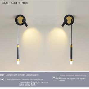 ไฟเพดาน LED สำหรับทางเดินระเบียงสี่เหลี่ยมทรงกลม, ไฟติดผนังพื้นหลังห้องนั่งเล่นโคมไฟติดผนังข้างเตียงติดผนัง - Product Image 5