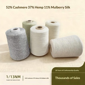 Filato di Cashmere Rongrun, Velluto di Seta Han 1/13NM, 52% Cashmere 37% Canapa Han 11% Seta di Gelso, Filato Singolo per Maglieria - Product Image 2