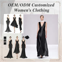 Robe longue de soirée formelle noire sans manches, col en V profond, drapée, à panneaux asymétriques, coupe trapèze fluide, sur mesure, vente en gros pour femmes