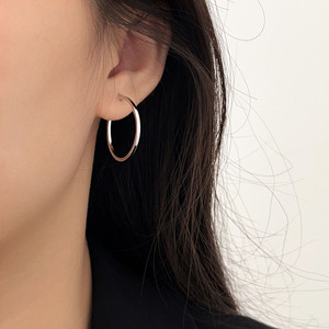 S925 Sterling Silver Hoop Earrings For Women <b>Large</b> Circle Everyday Wear - Product Image 1