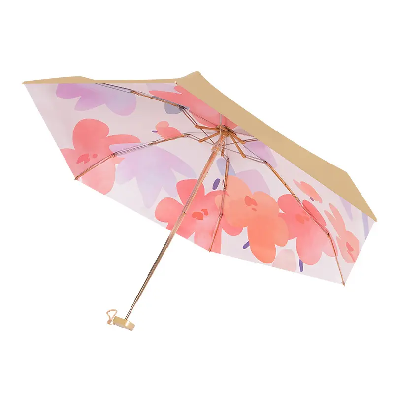 Самая маленькая Защита от солнца с золотым покрытием снаружи полностью с цветами внутри 5 складных зонтиков