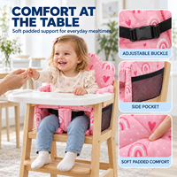 Siège portable en mousse pour chaise haute, coussin rembourré pour chariot de courses pour bébé avec harnais de sécurité et poches latérales