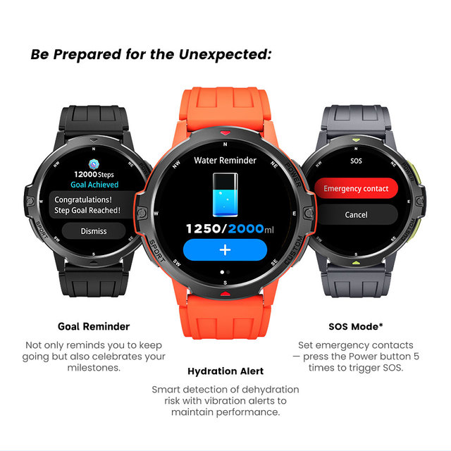 Fitness Tracking Sports Watch C31 Unisex Compass GPS Smartwatch 200+ Watch Faces Positioning Accurate Sleep Tracker TFT Display