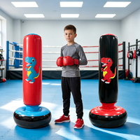 Sac de frappe gonflable en gros pour enfants, sac de boxe dinosaure gonflable, tour de frappe gonflable sur pied pour l'entraînement des enfants