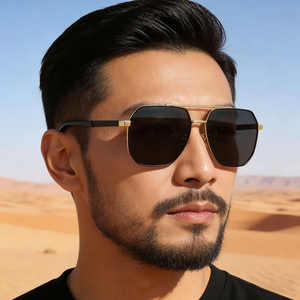 Lunettes de soleil carrées pour hommes Ks-3975, monture noire, verres TAC, protection UV400, pour la conduite en extérieur. - Product Image 4