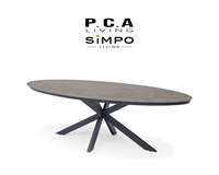 Ensemble de meubles d'extérieur modernes et légers SIMPOLIFESTYLE Premium, ensemble de salle à manger de luxe DRIFT pour jardin, 6 places, table en pierre frittée pour balcon