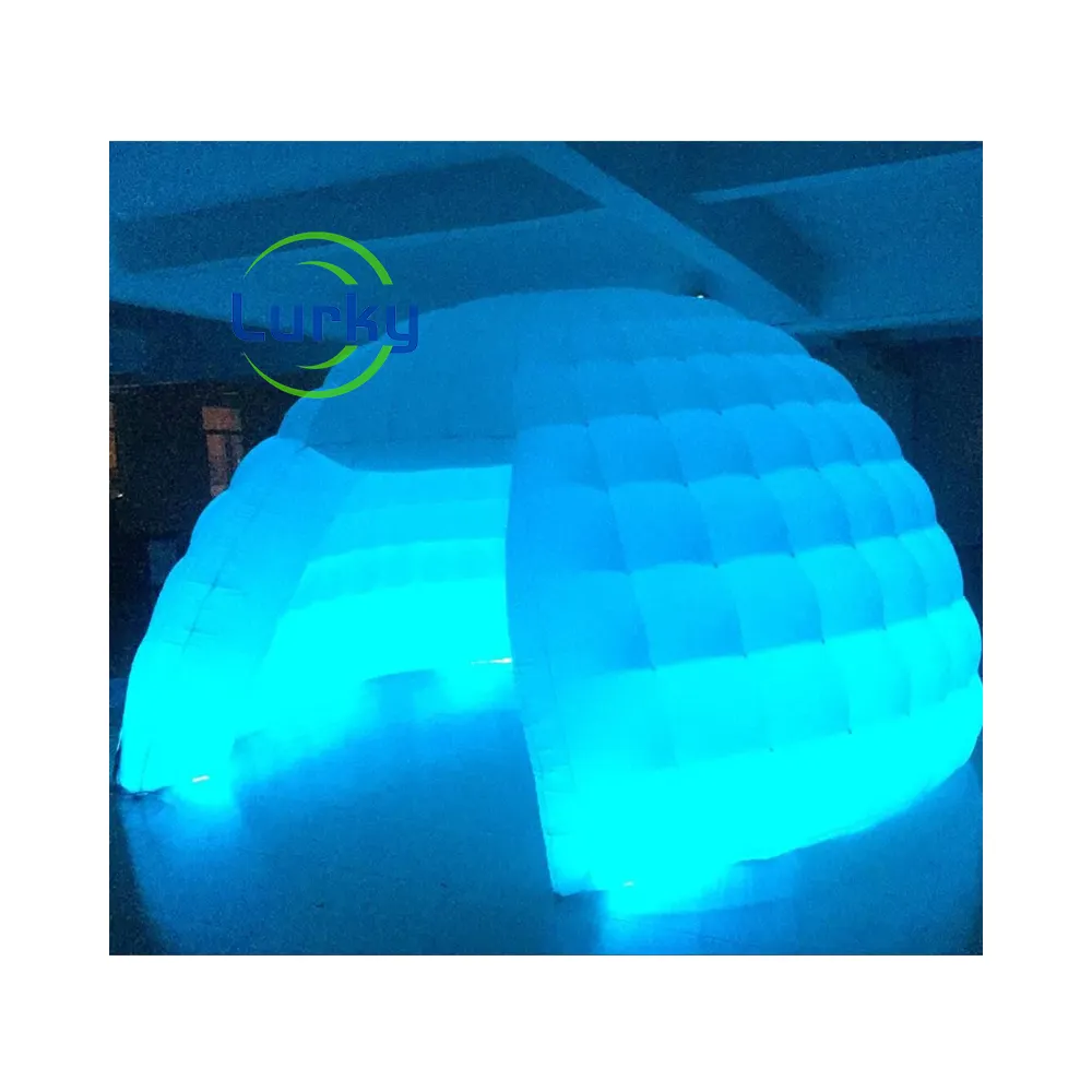 Tienda inflable con luz LED divertida, carpa de cúpula inflable para publicidad de fiesta de boda blanca