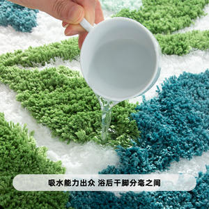 Alfombra de baño cuadrada de microfibra absorbente antideslizante con diseño minimalista y patrón de plantas, estilo transfronterizo. - Product Image 1