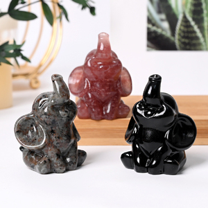 งานแกะสลักช้างคริสตัลจากหินควอตซ์ธรรมชาติ สำหรับตกแต่งบ้าน ขายส่ง - Product Image 1