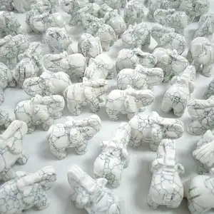 2023 Figurine di pietre preziose artigianato Mini sculture di animali statua di elefante reiki howlite in pietra di giada naturale per la guarigione