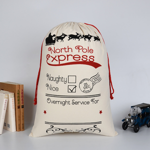 Sac <span class=keywords><strong>de</strong></span> Noël personnalisé en toile motif Pôle Nord Express, traîneau <span class=keywords><strong>de</strong></span> rennes et liste des enfants bien-élevés et coquins, faible MOQ, sac cadeau <span class=keywords><strong>de</strong></span> Noël - Product Image 1