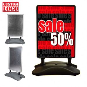 Double-Side Floor Standing Aluminum Alloy <b>A1</b> Advertising <b>Poster</b> Stand with Wheels Easy Move - Product Image 1