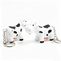 Porte-clés d'animaux en plastique, LED, 1 pièce, bijoux en forme de vache Moo, son, offre spéciale
