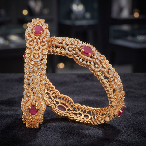 Zinc Alloy Gold Flower Fashion Bangle for Women's Wedding Occasion 177163 - Product Image 2