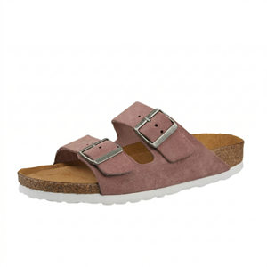 Oem Suede Leather Sandals Genuine Suede Two Strap Cork <b>Slides</b> Private Label Custom Logo Double Buckle Wholesale Soft - Product Image 1