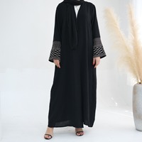 Abaya turque, kaftan, design palestinien kufiyah, broderie, cardigan, vêtements islamiques, robe en crêpe à la vente chaude pour femmes L250