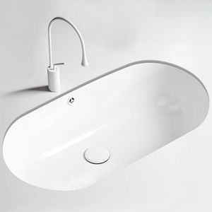 <span class=keywords><strong>Lavabo</strong></span> de cerámica ovalado moderno, <span class=keywords><strong>lavabo</strong></span> de fácil limpieza para balcón, hogar y hotel/baño, para espacios comerciales domésticos modernos - Product Image 1