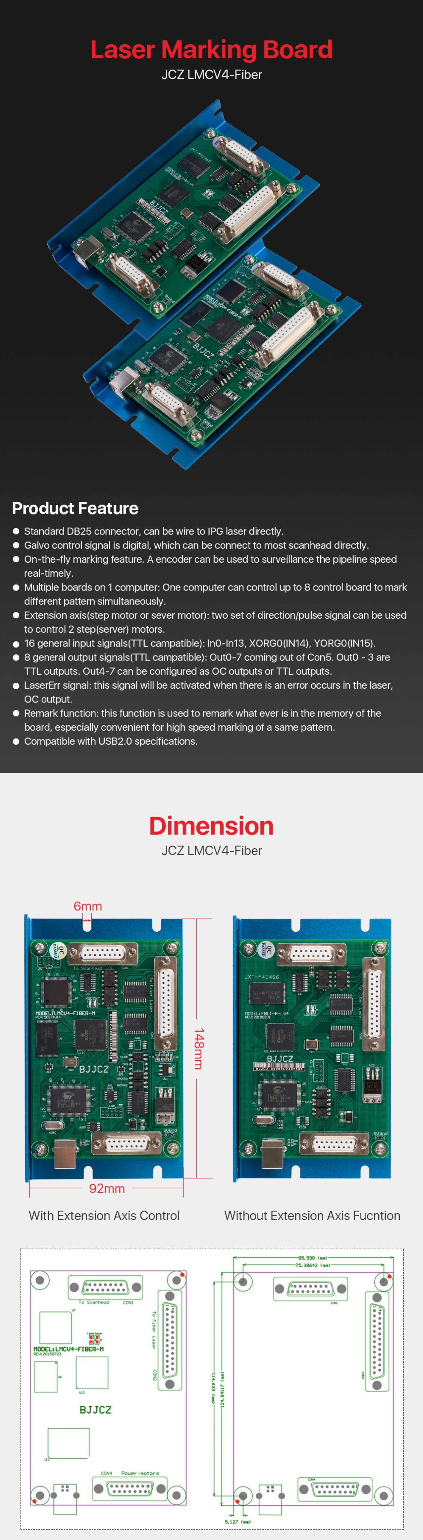 Brand new laser marking board original BJJCZ LMCV4-Fiber and digital Ezcad software Fiber laser machine Raycus Max JPT