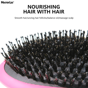 Mysterious Universe Brosse à cheveux démêlante en poils de sanglier Brosse à cheveux confortable et de luxe avec boîte en papier <span class=keywords><strong>ou</strong></span> pochette en tissu - Product Image 3