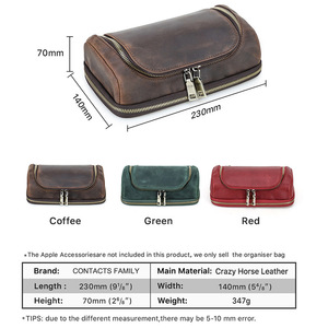 Bolsa Organizadora de Electrónicos, Bolsa Pequeña para Viajes, Organizador de Tecnología, Cubos de Embalaje, Accesorios <span class=keywords><strong>Crazy</strong></span> Horse, Bolsa de Almacenamiento para Exteriores - Product Image 4