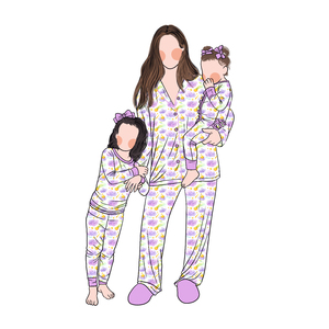 Nueva Llegada, Pijamas Transpirables de Bambú para Mamá e Hija, Estampado Personalizado, Pijamas para Bebés, Niños y Mujeres, Conjunto de 2 Piezas de Bambú - Product Image 3