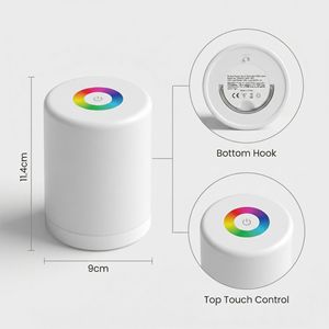 ไฟกลางคืนแบบ USB ควบคุมการเปลี่ยนสี RGB แบบสัมผัสทรงกลมสำหรับห้องนอนการศึกษาการตั้งแคมป์กลางแจ้ง - Product Image 3