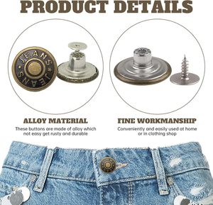 24-Mảnh Thân Thiện Với Môi Jeans Nút Kit 3D Thêu Có Thể Điều Chỉnh Đinh Tán Có Thể Tháo Rời Dây Thắt Lưng Nút Cho Quần May Sửa Chữa - Product Image 3