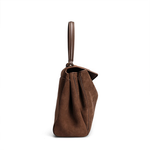 Foldable Brown Tote <b>Bag</b> With <b>Silver</b> Zipper And Gold Hardware Women Fashion Handbag - Product Image 3