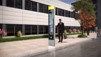 Señalización Digital para Paradas de Autobús, Montada en Poste Vertical, con Energía Solar, Pantalla LCD de Doble Cara, IP65