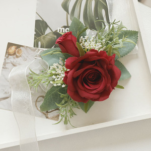 Fournitures de mariage Banquet Invité Fleurs Artificielles Mariée et Marié Corsage Main Fleurs <span class=keywords><strong>Rose</strong></span> Série Multicolore - Product Image 6