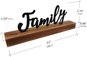 Tecnica dipinta a mano per la decorazione domestica Segno di parola del tavolo di famiglia in metallo in piedi con Base di blocco di legno - Product Image 6