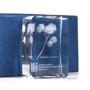 Cubo de cristal de corte láser personalizado, cubos de cristal grabados con láser 3D, regalos de recuerdo