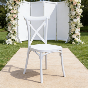 Silla Moderna con Respaldo en X, Silla Apilable de Plástico Blanco para Cafetería Vintage, Bistro Retro, Recepción de Bodas y Patio del Hogar - Product Image 1