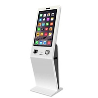 Lecteur de codes à barres pour carte d'identité Kiosque de commande tactile capacitif au sol de 23.6 pouces Scanner intérieur SDK Fonction recyclage d'espèces