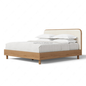 Sageliving King Boy Ahşap Karyola, Döşemeli Başlıklı Modern Güzellik Karyola Çerçevesi, Lüks Ana Yatak Odası İçin - Product Image 5