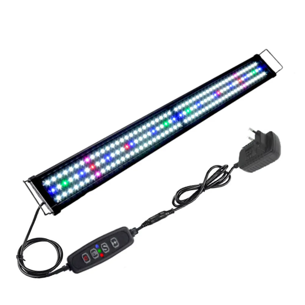 18W Full Spectrum Aquarium Lighting with Extendable Stand WRGB 7 Modes LED Timing Dimming Controller Fish Tanks Accessories Lamp