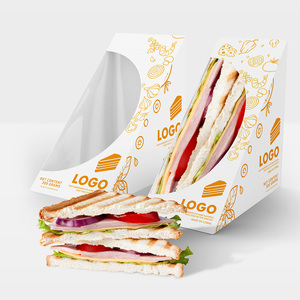 Boîtes à <span class=keywords><strong>sandwich</strong></span> triangulaires en papier biodégradables pour emporter, avec fenêtre, pour emballage de repas - Product Image 5