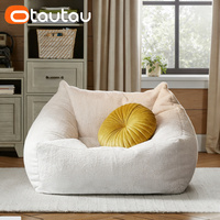OTAUTAU Fauteuil pouf inclinable en fausse fourrure de cachemire sans rembourrage pour adulte, design moderne, housse amovible SF023