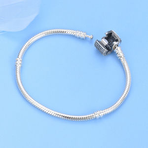 Manufacturer Wholesale S925 Sterling Silver Trendy Simple Snake Bone <b>Charm</b> Bracelet Full Zirconia Rhodium Plated Jewelry Gift - Product Image 4