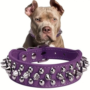 Collar de perro con pinchos de cuero ajustable, remache de setas, collares de cuero Pu con tachuelas para mascotas, cinturón de Collar de cachorro con tachuelas barato para exteriores - Product Image 2