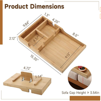 Plateau de canapé en bambou à compartiment unique 15 cm – Organisateur de coussin de canapé pour cuisine, salle de bain, rangement de boissons – Facile à nettoyer – Style européen