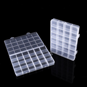 24 Compartment Plastic Storage <b>Box</b> With Lid For Jewelry And Small Parts Organizer Rectangle Shape Solid Color - Product Image 2